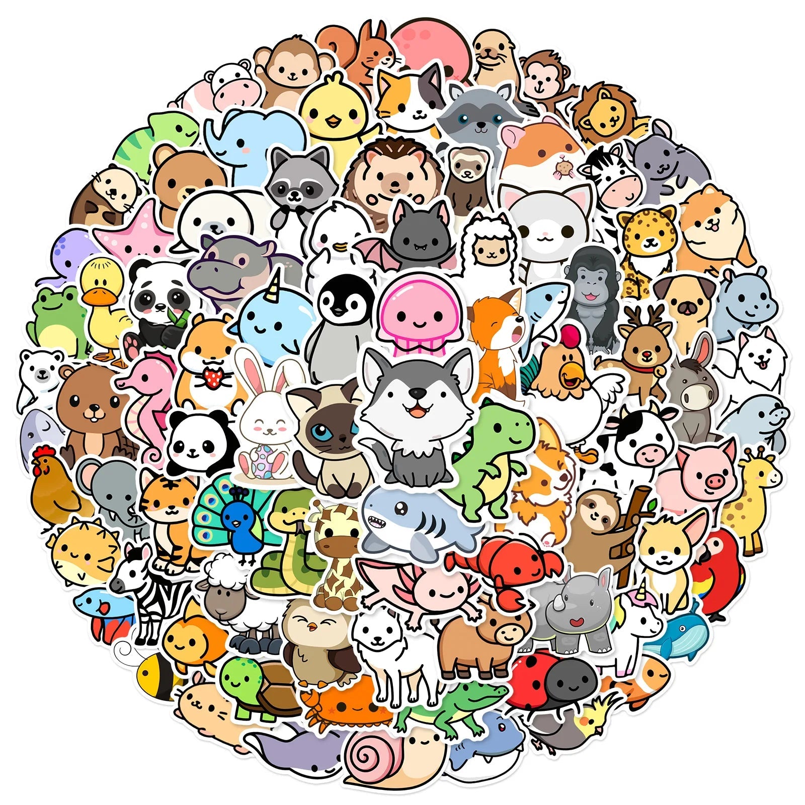 100 Cute Cartoon Animals Stickers - Klerive