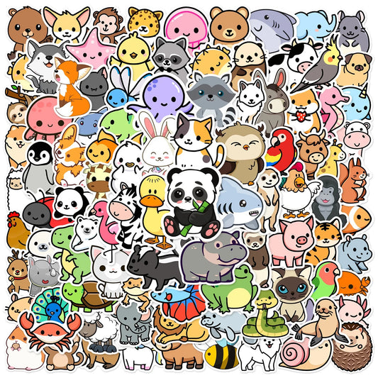 100 Cute Cartoon Animals Stickers - Klerive